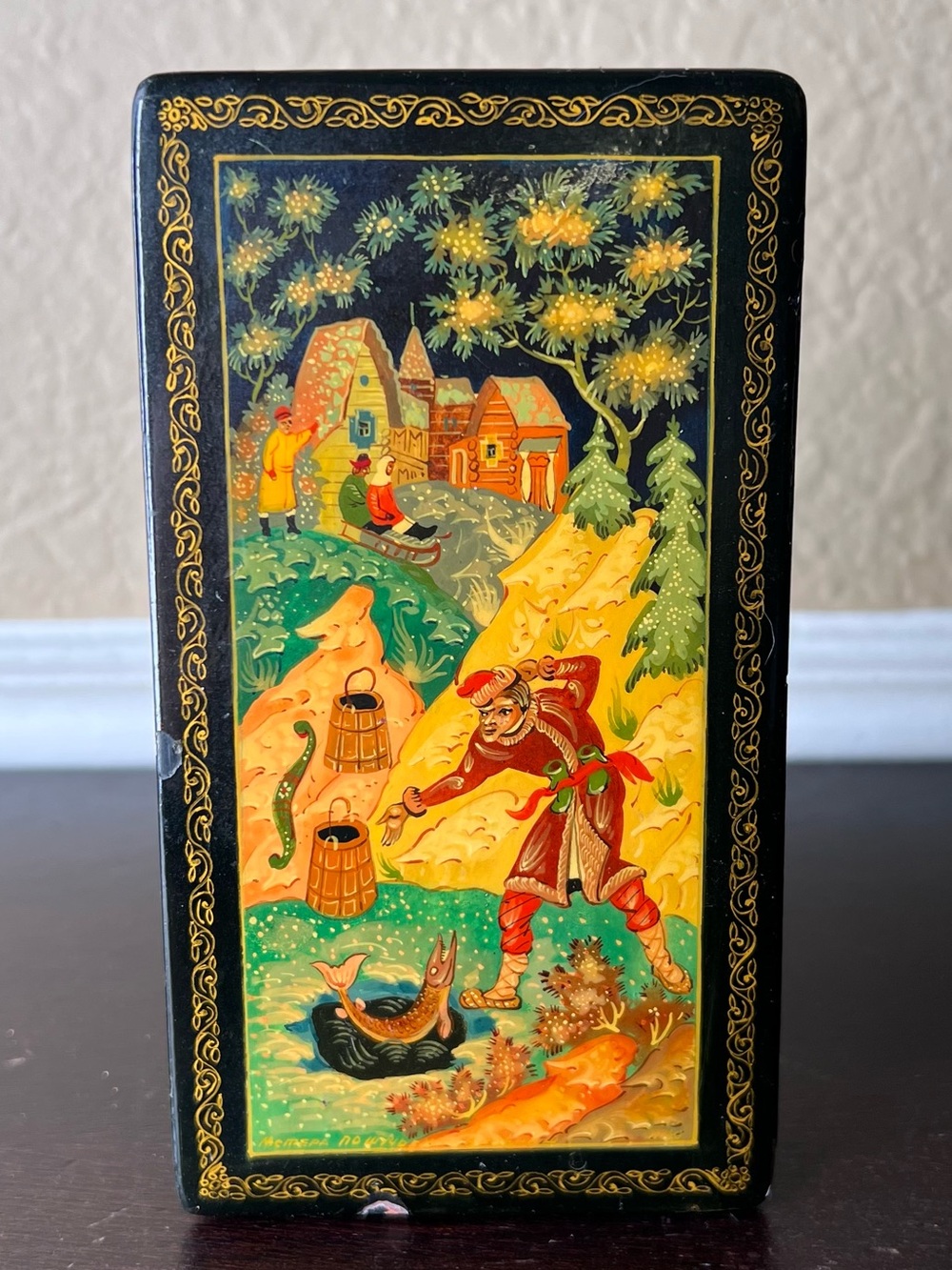 Vintage 1980s Russian Mstera Lacquer Box, By the Pike’s Command